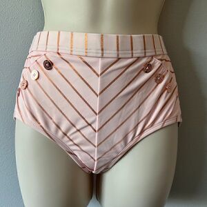 Betsey Johnson Blush/Copper Foil Shimmer High Waist Bottom Size S